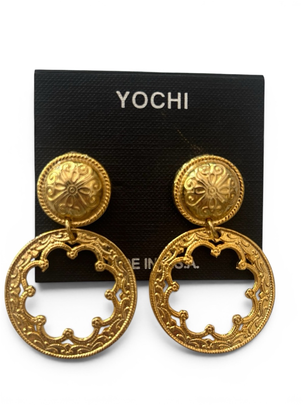 NWT Yochi Door Knocker Filigree Earrings
